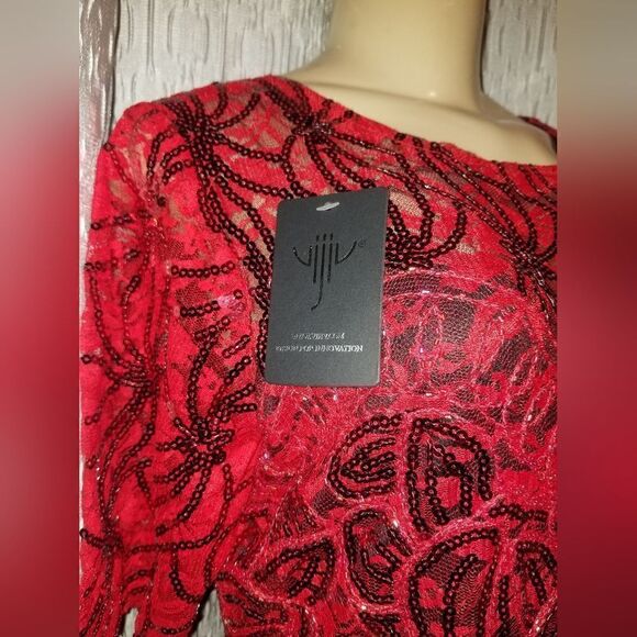 VIJIV+vintage 1920s sequined flapper dress +red new Large - Picture 9 of 16